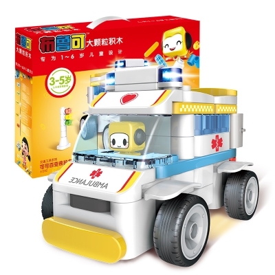 Genuine building block Brucker Childrens Toy Ambulance Brooke Large Particles 0-3-6 years old