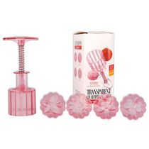 50g Snowy Moon Cake Mold 4 Stamps Barrel Mooncake Hand Press