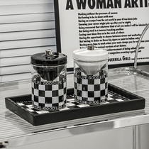 Black and white Chessboard Lattice Ashtrays Ins Wind Light Lavish Simplicity About Modern Home Personality Decorative Windproof Swing Piece With Creativity