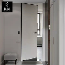 Brushed lacquered unframed door microcement invisible door aluminium wood door concealed door mesh red narrow side room door hidden frame door bedroom door