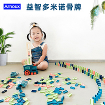 Arnoux dominoes childrens puzzle automatic launch track small train toys boys and girls automatic licensing