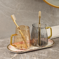 Light luxury simple ins Wind glass mouthwash Cup wash cup set home couple brush Cup pair Cup tray