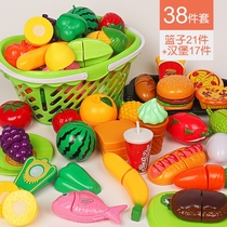 Childrens house toys kitchen cut vegetables pizza and fruit toys set baby boys and girls