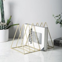 Record rack desktop small bookshelf desktop magazine storage rack light luxury ins style simple Nordic wide lattice thick