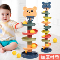 Childrens fun track slippery tower shooting stack music baby puzzle early education ball toys 1-3 years old turn music