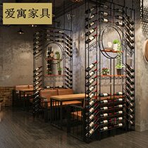 Wrought iron wine rack industrial style bar decoration Screen Music restaurant card seat partition wine red wine storage rack