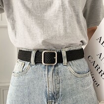 Canvas belt Womens stretch woven elastic belt for men and women Korean version of simple Joker leisure ins wind belt tide