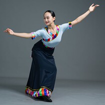 Tibetan New Square dance Tibetan dance practice skirt practice sleeve performance costume Womens Big swing skirt folk dance skirt