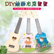 Childrens creative handmade diy homemade ukulele material package hand-painted graffiti small guitar musical instrument entertainment toys