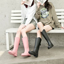 New Rain Shoes Lady High Cylinder Fashion Outwear Rain Boots Waterproof Non-slip Middle Cylinder Rubber Shoes Han Edition Adult Long Drum Water Shoes