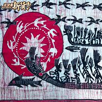 Guangxi Zhuang characteristic folk folk custom s style activity scene batik painting Bronze Drum Festival decorative painting cloth art hanging painting