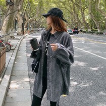 Autumn dress new large size maternity loose long dress foreign-style shirt fat MM knee shirt dress fat MM