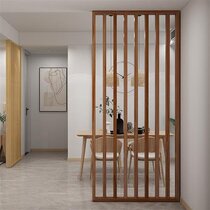 Nordic solid wood screen living room partition entrance door simple wooden strip grille decoration restaurant column full frame vertical strip