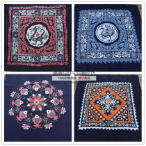 Chinese traditional folk cultural heritage Guizhou Miao handmade batik cloth farmhouse square table cloth tea table cloth