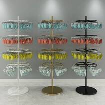 Underwear panties display rack shorts multi-functional central island shelf golden floor-to-ceiling shopping mall round rotating bra rack