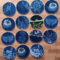 Folk style handicraft batik round decoration hanging painting living room wall hanging painting more suitable for homestay