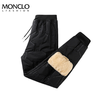 Monmouth Casual Pants Mens Cashmere Pants Plus Suede Thickened for overweight WARM BEAM FOOTED PANTS SPORT 100 LAP COTTON PANTS