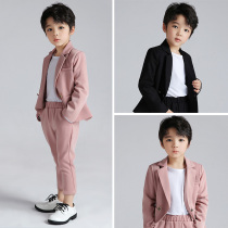 Childrens casual suit autumn suit boy black coat three-piece gentleman suit host small dress 2021