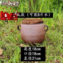 Old-fashioned handmade coarse soil casserole q home high temperature resistant casserole tile simmering soup old sand jar clay jar soup a gauze soil