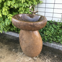 Retro outdoor garden Pebble wash basin outdoor basin column column integrated stone courtyard pool