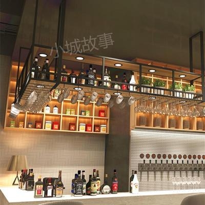 Bar register iron hanger home restaurant hanging cabinet upside down tall cup holder bar hanging wine rack wine cabinet