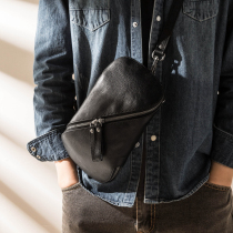 New leather mens trend small chest bag head layer cowhide personality shoulder bag soft leather versatile mini crossbody back ^ ^