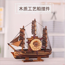 Pirate wooden boat crafts ornaments music sailing model antique props wooden boat student birthday gift ornaments