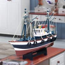 Smooth wooden fishing boat model ornaments boat living room study home decoration crafts friendship wooden boat