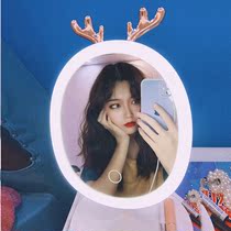 led makeup mirror with light patch net red female student dormitory desktop vanity mirror portable Beauty Mirror