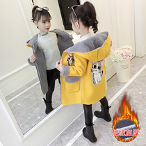 Trend Nike childrens girls woolen coat autumn and winter clothes 2020 New plus velvet thickened foreign style woolen coat tide