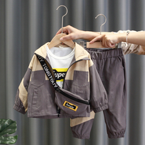  Boys  autumn suit 2021 new baby spring and autumn handsome childrens sports clothes western style three-piece suit tide