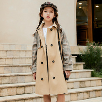 Girl coat trench coat English style Spring and Autumn long 2021 New style autumn double-breasted lapel coat tide