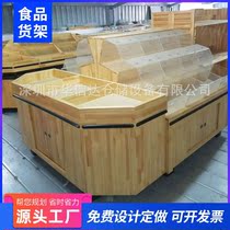 Supermarket wooden bulk shelf steel wood dried fruit candy snack cabinet spread name food shelf wooden rice barrels custom