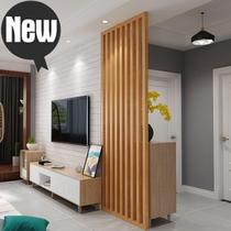 New Chinese style 11 solid wood partition decorative screen entry portal simple log grille living room whole frame wooden column