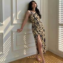 2021 new modified version of cheongsam suspender dress senior sense gentle temperament French retro niche dress summer