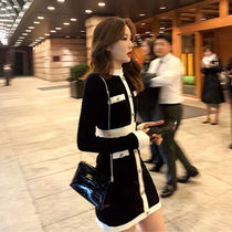 Autumn and winter 2021 new women's French niche design temperament royal sister wind knitted sweater dress