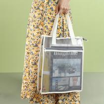 A4 file bag transparent mesh handbag students carry book bags primary and secondary school students' extracurricular tutoring class make-up bag tuition bag large capacity pregnant women birth inspection data storage bag examination special zipper bag
