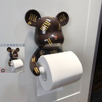 Light luxury creative roll carton toilet non-punching multifunctional tissue rack display violent bear household hanger towel