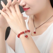 Natural red agate zodiac hand string original year bracelet female sweet versatile Tibetan silver simple birthday jewelry send purple