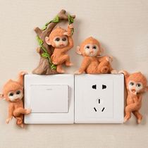 Wall switch socket cover decoration cute monkey socket cover ugly switch sticker wall sticker protective cover three-dimensional home creation