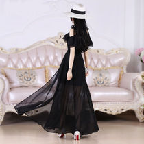 Black sling tube chiffon skirt dress wipes arm 2021 summer dress new women Ladies Ladies style