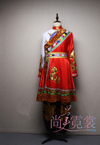 Beijing customized rental ethnic minority costumes male red Tibetan dance performance costumes Tibet performance stage wear