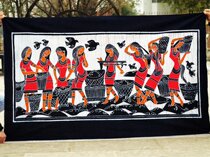 Ethnic characteristics Guizhou batik Miao handmade batik painting Tea Room bar hotel batik wall Wall decorative painting Harvest