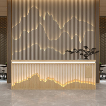 新中式前台接待台收银采耳美容院养生馆茶楼公司柜台餐厅带灯吧台