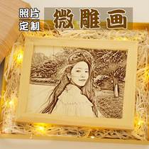 diy photo microsculpted wood engraving custom birthday New Years Eve Valentines Day gift giving girlfriend practical photo frame memorabilia