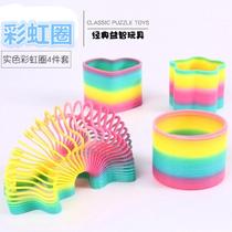  Magic rainbow circle love five-pointed star spring circle Plastic childrens educational toys elastic stall toys hot sale