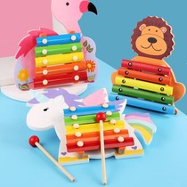 Childrens wooden toys five babies early education Enlightenment musical instrument color five-tone hand knock small xylophone