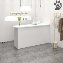 Clothing store cash register counter curved simple modern womens clothing store bar table round corner small front desk reception desk