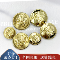 Heavy industry celi high-grade metal buttons double lion striped gold suit jacket wild button hand-sewn button