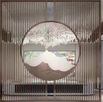 New Chinese mirror rose gold stainless steel screen partition champagne gold stainless steel hollow carved hotel often